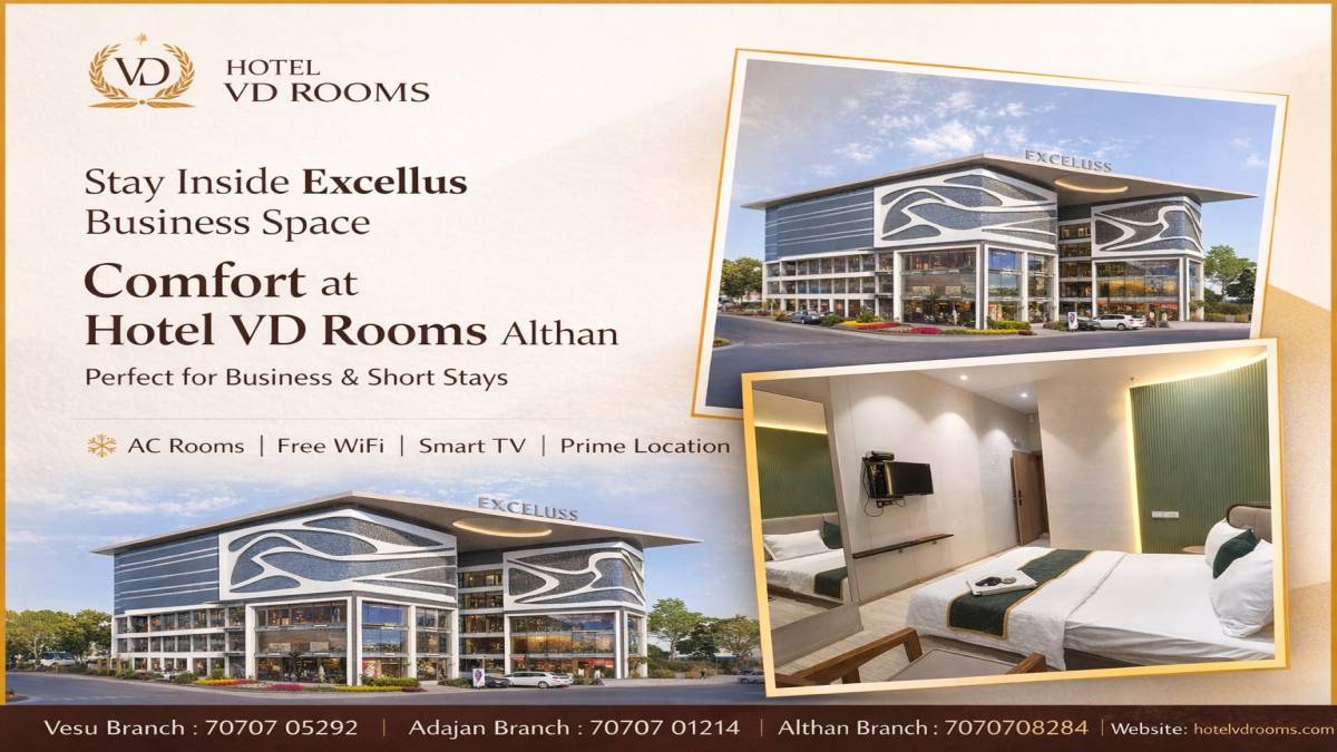 Hotel in Excellus Business Space Surat: Stay at Hotel VD Rooms Althan with Modern Amenities Hotel in Excellus Business Space Surat: Stay at Hotel VD Rooms Althan with Modern Amenities